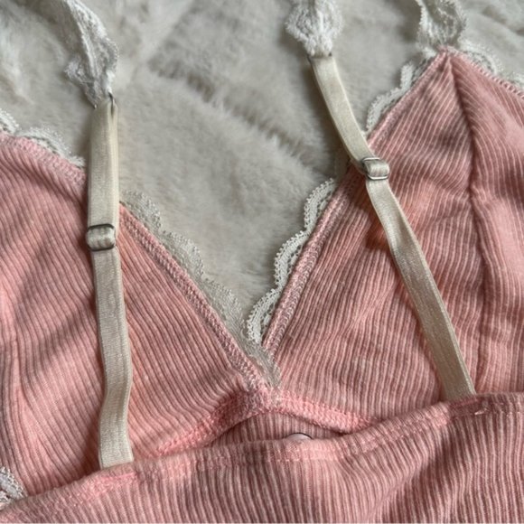 Victoria's Secret | Pink & Cream Ribbed Sleep Bralette | Size Medium - Picture 5 of 12